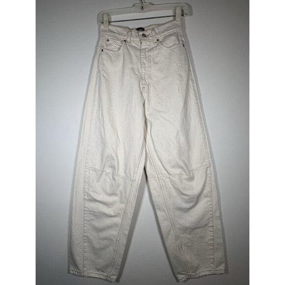 BDG High Rise Extreme Baggy Barrel Leg Jeans Cream Winter White Boho Size 24 - Picture 1 of 8